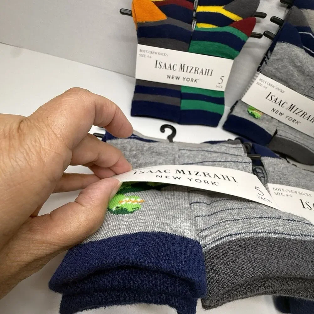 Isaac Mizrahi New York 5 Pack Boys Crew Socks Sz 4-6 Bundle Lot Of 4 Packs New